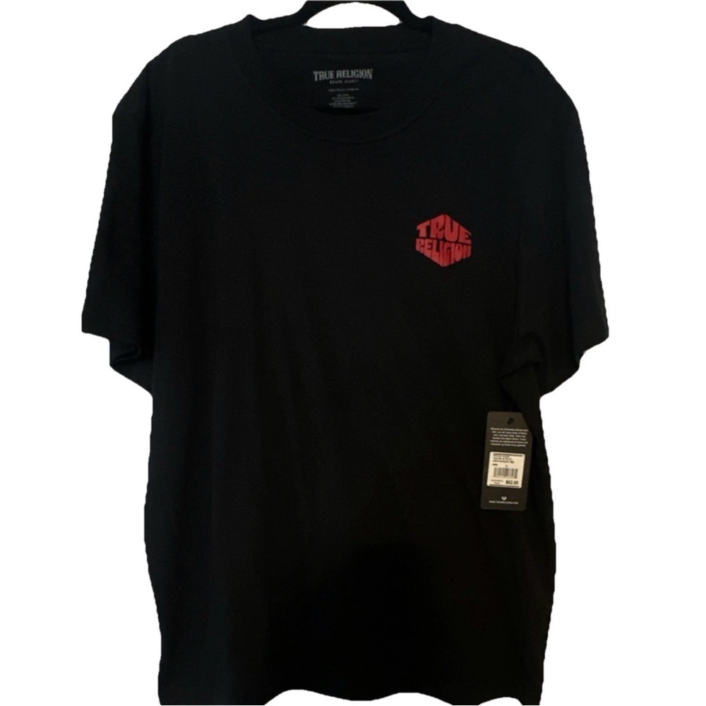 True Religion Men’s Large Black Tee with Red Logo